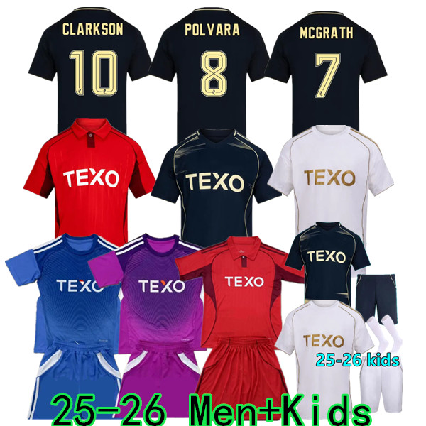 2025 2026 Aberdeen Soccer Jerseys Navy Blue CLARKSON JENSEN MacKENZIE DEVLIN BARRON DUK 25 26 kids and men home Football Shirts kit