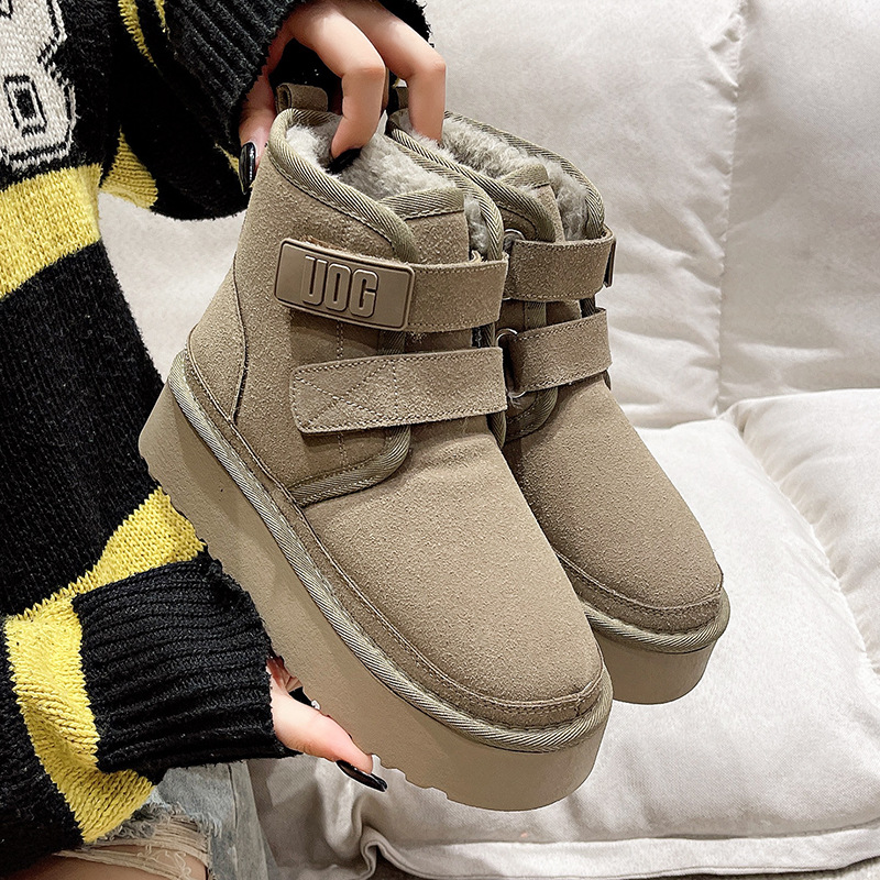2025 Winter New Design Thick Bottom Height Increasing Trendy and Fashionable Snow Boots Simple and Versatile Outdoor Velvet Warm Short Boots Free Shipping