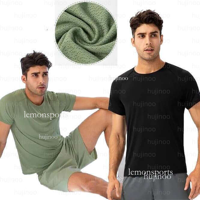 TOP Yoga 5a Outfit Running Shirts Men's short sleeved luluity lemones set T-shirt shorts menS sports Gym short Man Sportswear Quick Dry Aloness Set mans
