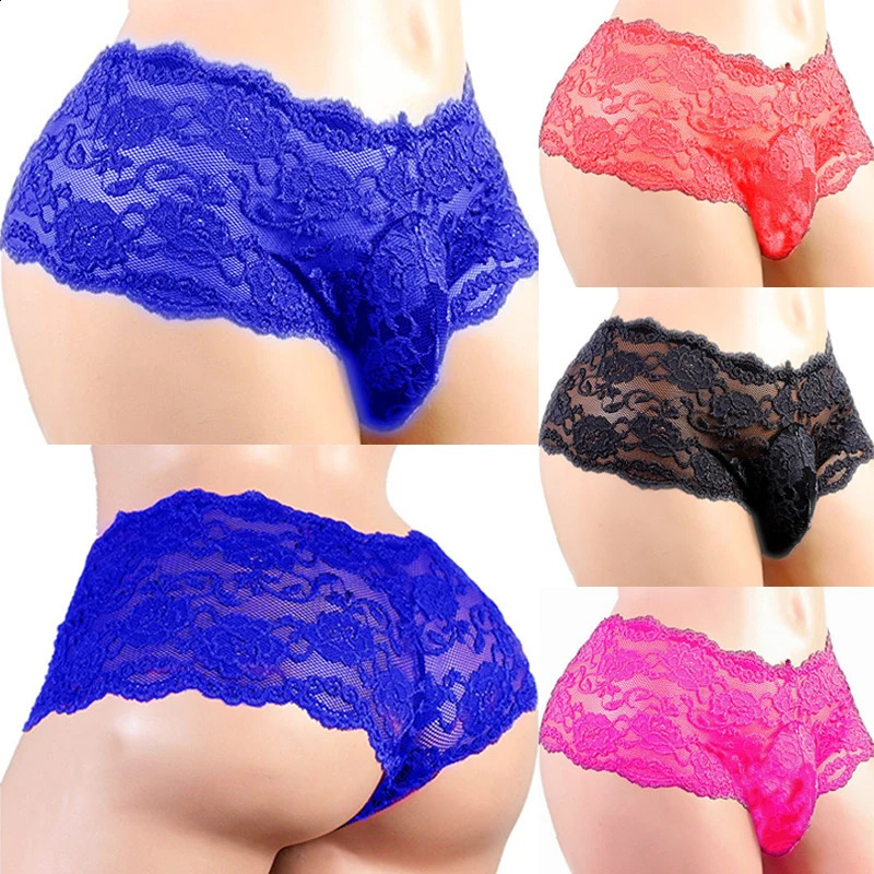 Mens Underwear Sexy Lingerie Panties Plus Siz Lace Sissy Male Breathable Jockstrap Briefs GString Thongs Porno Underpants 250828