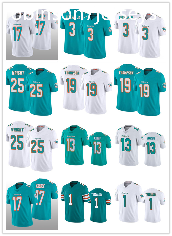 NFL Dolphins Jersey Odell Beckham Jr Tyreek Hill Dan Marino Tua Tagovailoa Jason Taylor Jaylen Waddle Jalen Ramsey Devon Achane Jevon Holland Football jerseys