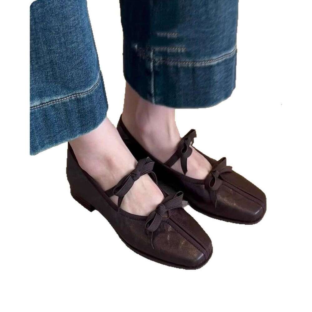 Lancui French Ballet for Women Soft Sole with Dress 2025 Spring Mary Jane Bowknot Flat Single Shoes