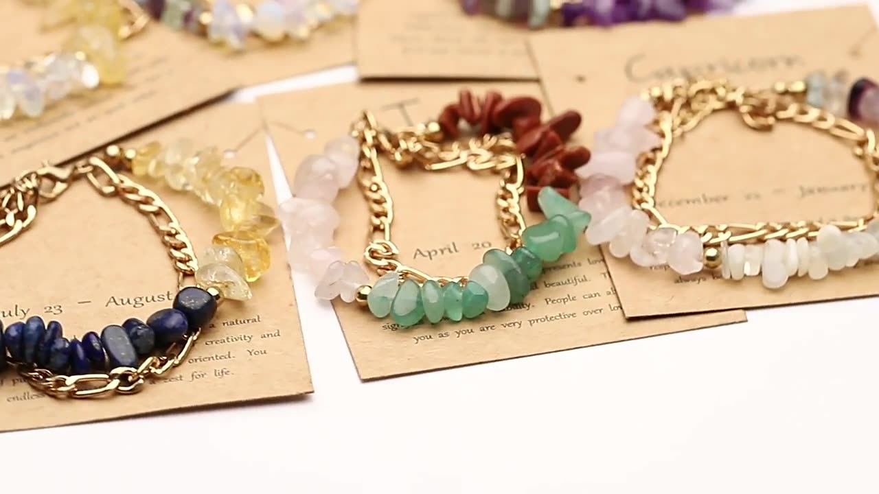 Elegant Woman's Accessory Unique Astrological Symbol Embroidered Bangle Collection Comprising Peridots and Blue Lazurites