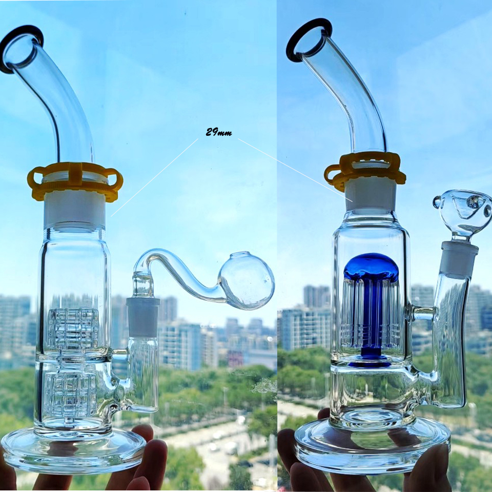 build a bong Water Pipes middle Smoking glass bong clear blue arm tree inline Matrix perc middle recycler Water bongs