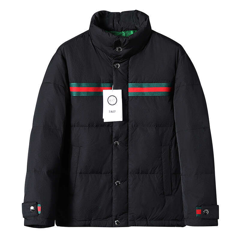 90 White Duck Down Jacket For Winter Fashion Color-Block Webbing Designer Clothes Men Warm Thick Stand Collar Casual Coat Men
