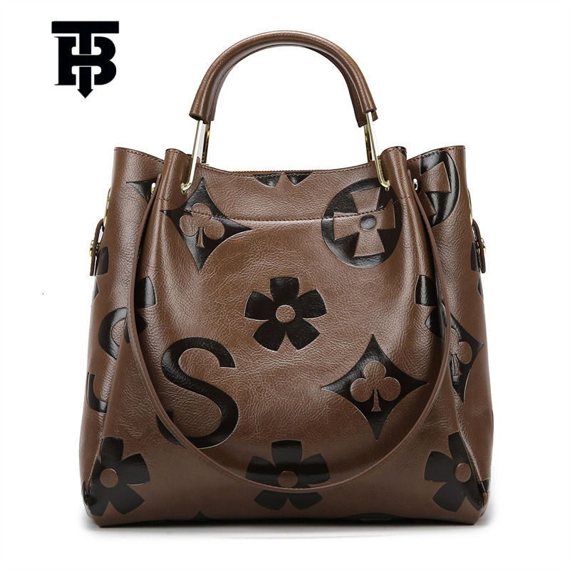 TB BHULAMTE Designer Retro Geometric Embossed Bucket Shaped Handbag, Large Capacity High-end Women's Business Bag European Style Single Shoulder 