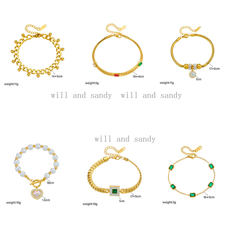 Crystal Zirconia 18k Gold Wristband Bracelets for Wmen Designer Jewelry Charm Cuban Chain Square Heart Butterlfy Beads Stack Bracelets Bangle Cuff Fin