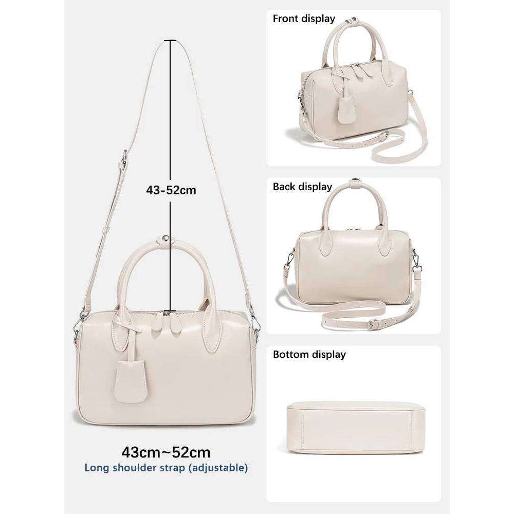 Zency Genuine Leather Crossbody Handbag For Women Large Capacity Shoulder 2025 Trend Boston Bag Oil Wax Top Handle Sac Summe