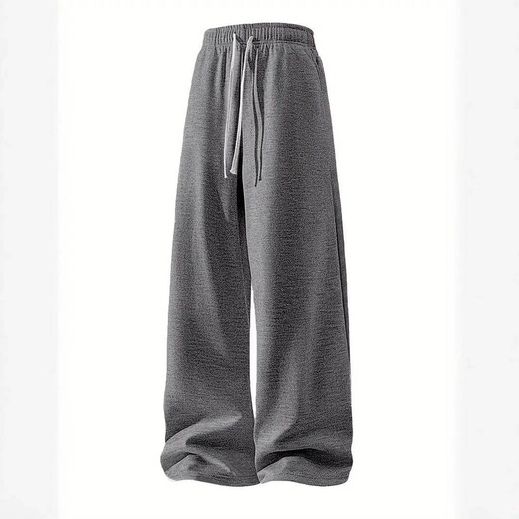 Men's Pants Pack Drawstring Fashion Man Sweatpants Solid Color Casual Straight Linen Loose Trousers Summer Baggy