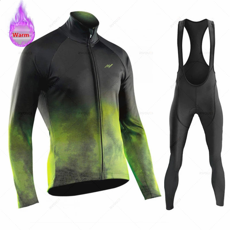 Morvelo Winter Cycling Jersey Sets Men Thermal Fleece Bicycle Clothing Road Bike Shirt MTB Uniform Ropa Ciclismo Warm Bib Pants 250829