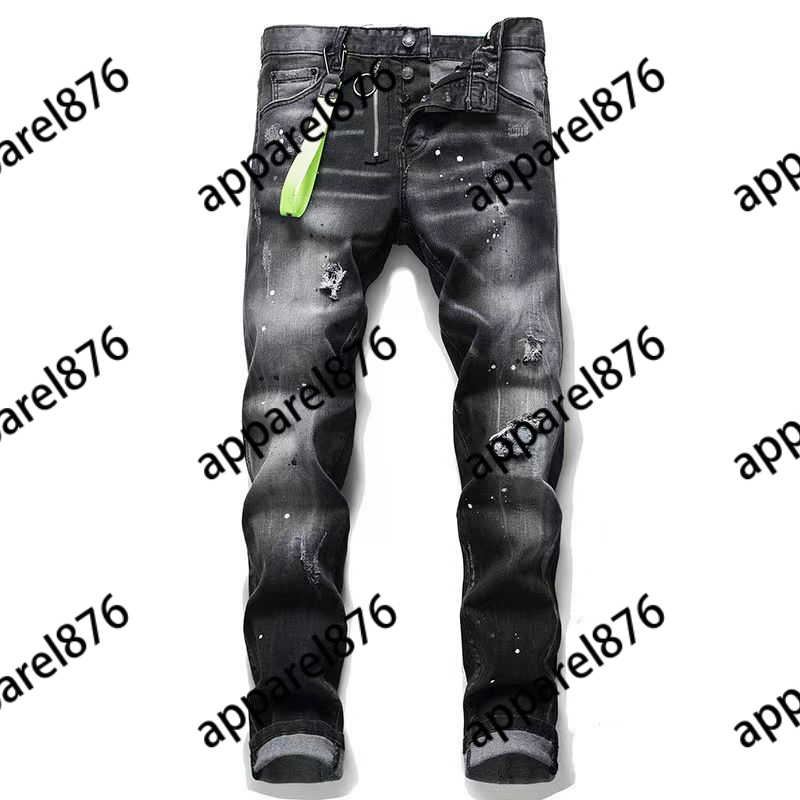 jeans mens pants linen pants Hip Hop Men Jeans Distressed Ripped Biker Slim Fit Motorcycle Denim For Men