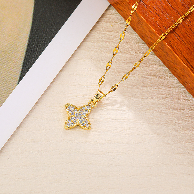 Korean Version Light Luxury Four-Leaf Clover Necklace for Women, Niche Personality, High-End Clavicle Chain, Internet Celebrity Trendy Versatile Jewel - view 7
