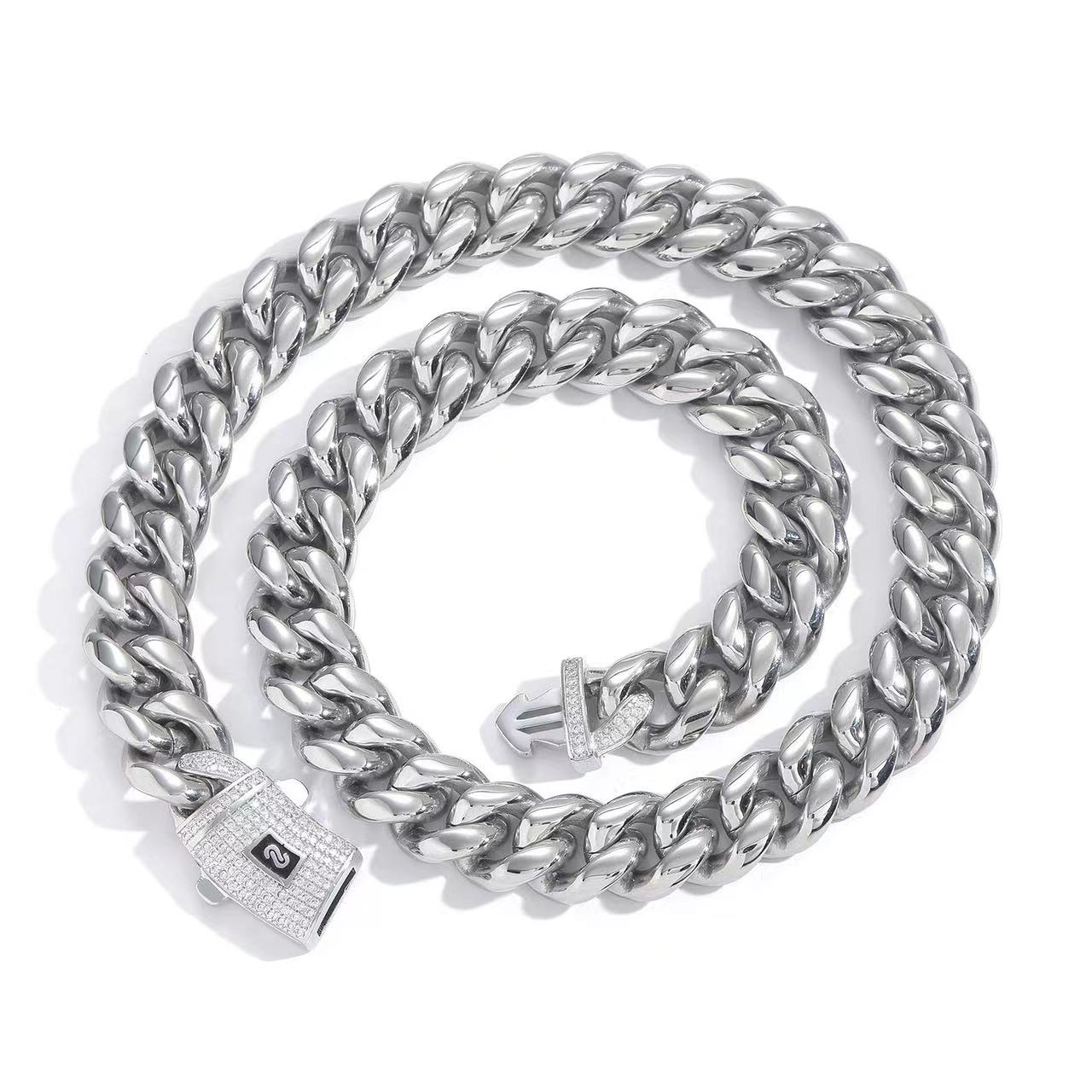 Iced-Out Hip Hop Monoco Havana Chain - 14mm 14k Yellow/Gold Plate Thicc Cuban Links for Girls