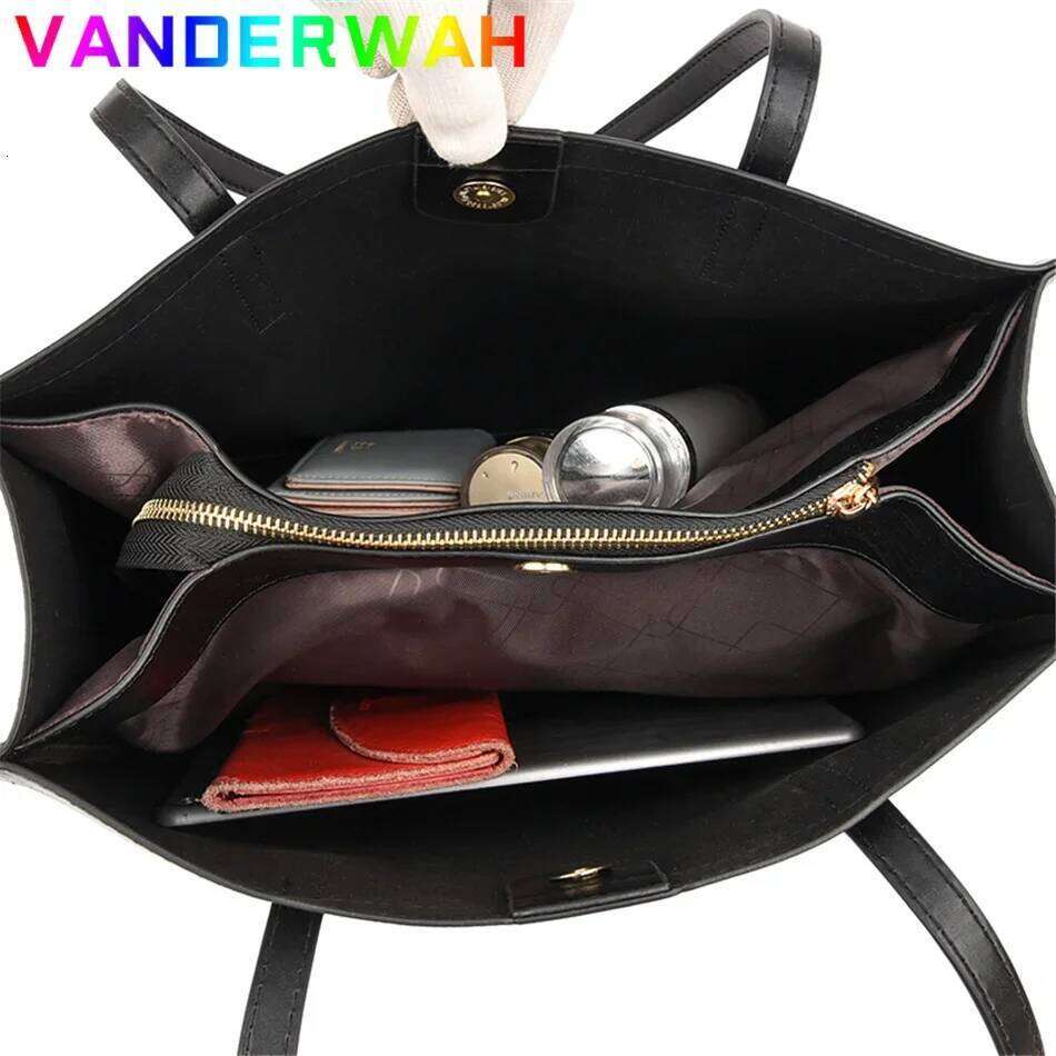 Vintage Large Capatity Tote Shoulder Fashion Top-Handle High Quality Pu Leather Bags Casual Letter Design Handbag