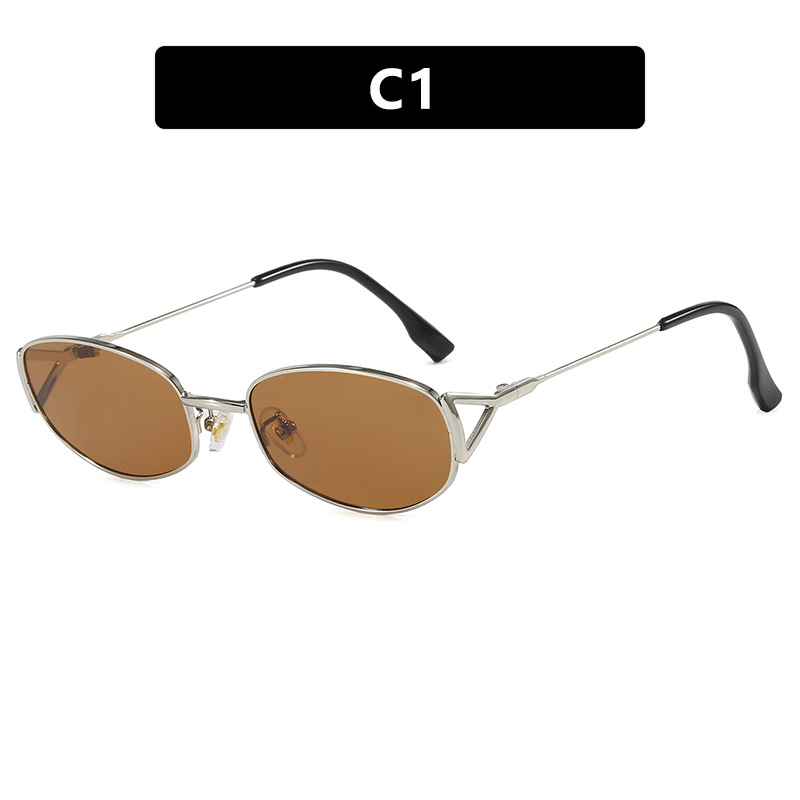 2025 Retro Small Oval Sunglasses for Women Ultra Lightweight Metal Frame with Hollow Design Fashion Shades