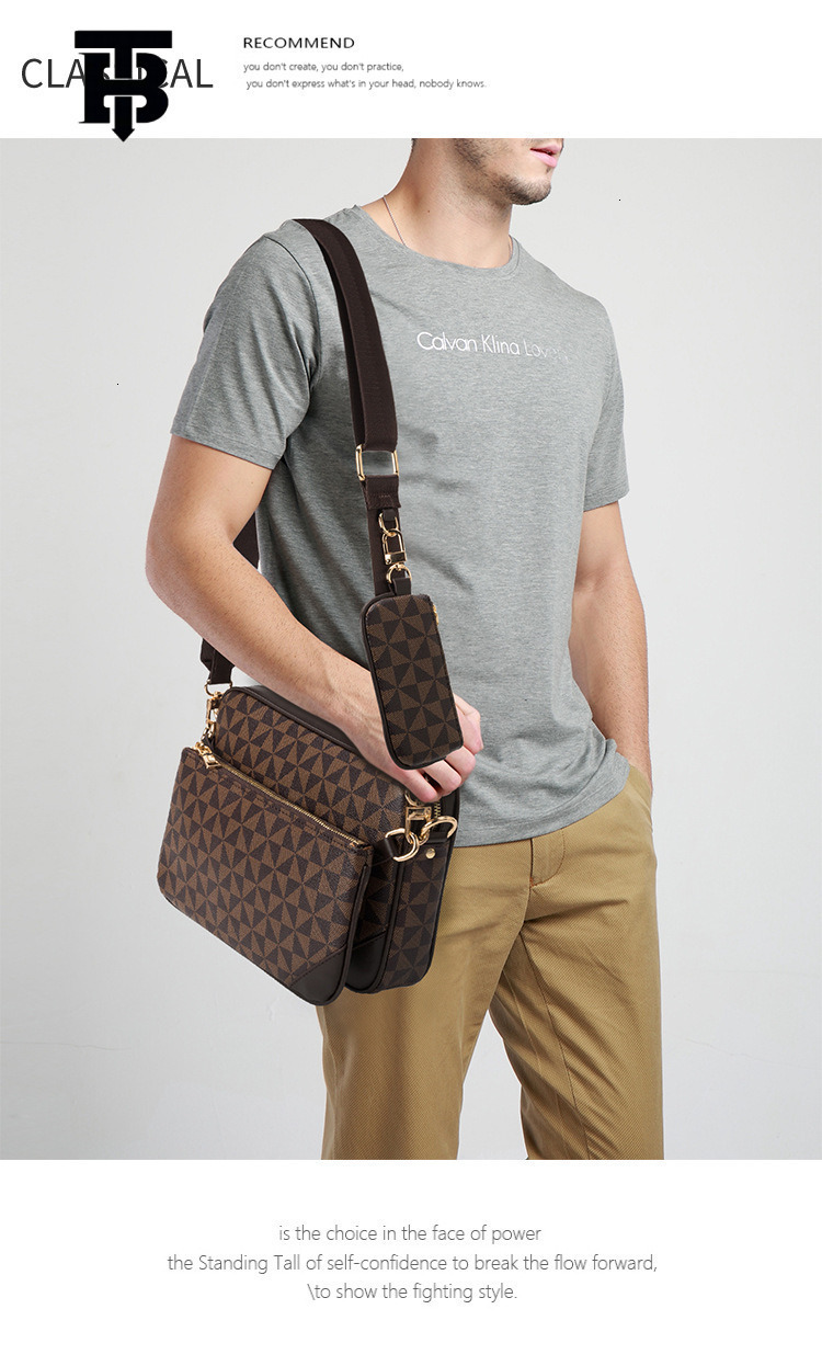 TB BHULAMTE Designer Fashion Three-in-one Trendy Men's 2025 Luxury Bag New European And American Retro Printed Single-shoulder Men's Crossbo