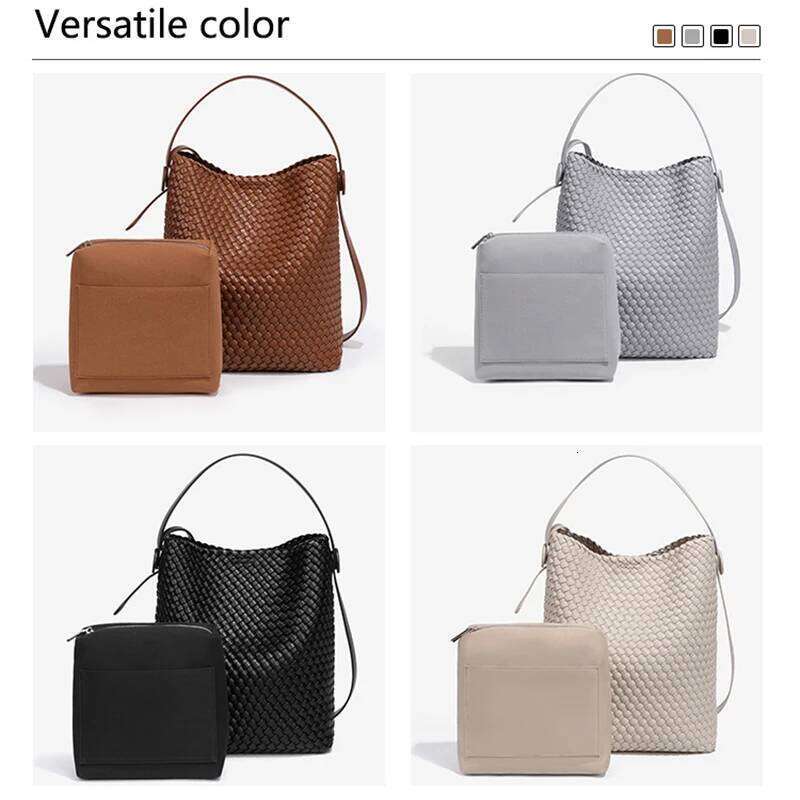 Woven Bucket Large Crossbody Casual Shoulder Hobo Faux Leather Shopping Bag Fashion Summer Beach Tote Bags