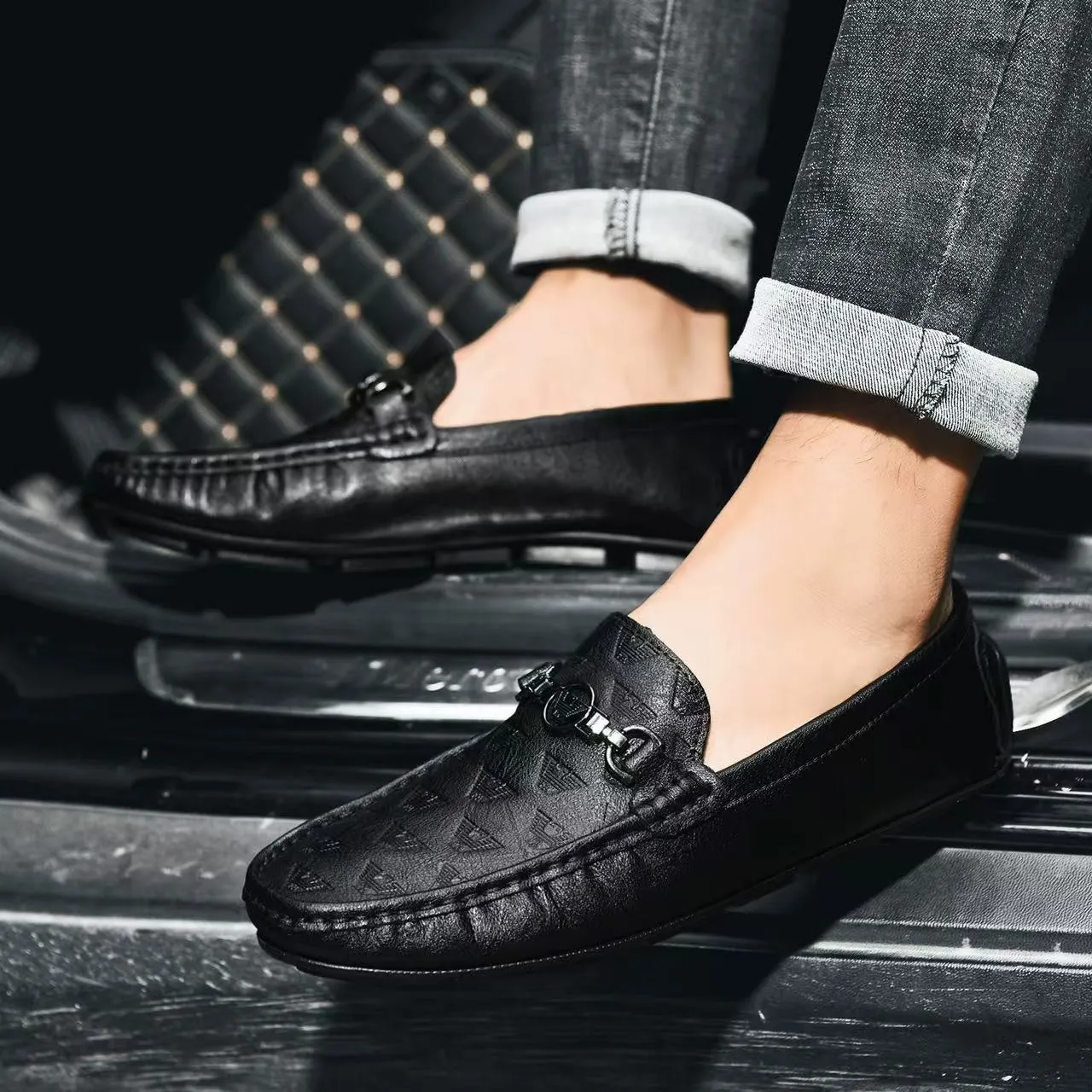 New Men Leather Casual Brand Black Formal Dress Designer Men Loafers Breathable Slip on Driving Shoes