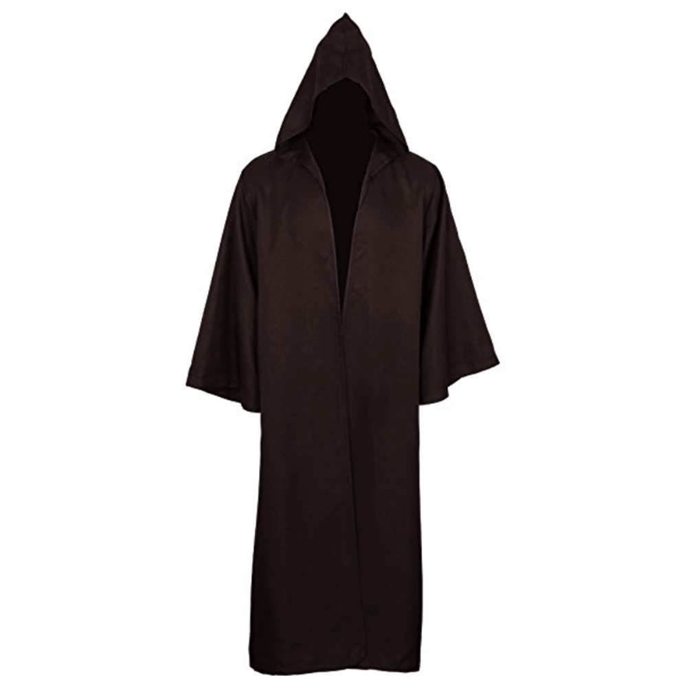 Halloween Cloak Soft Unisex Hooded Long Shirt Black Robe Witch Cape Cosplay Wizard Costume Prop Party Supplies Holiday Decor