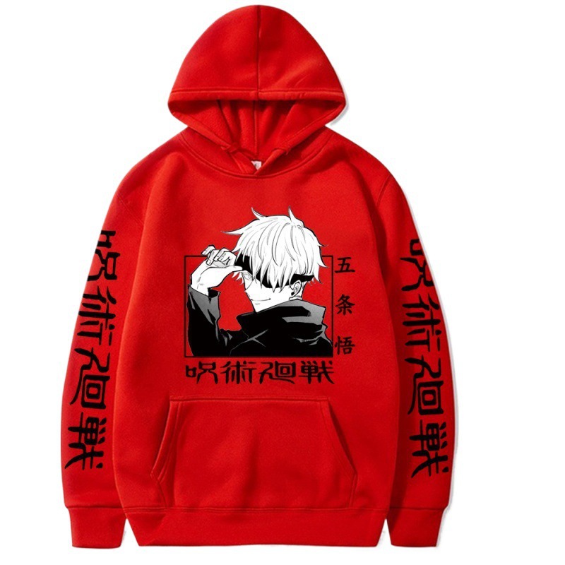 Sweatshirt Jujutsu Kaisen Gojo Satoru Autumn/Winter Fleece-Lined Printed Student Hoodie Men's Anime - TT1411-L22