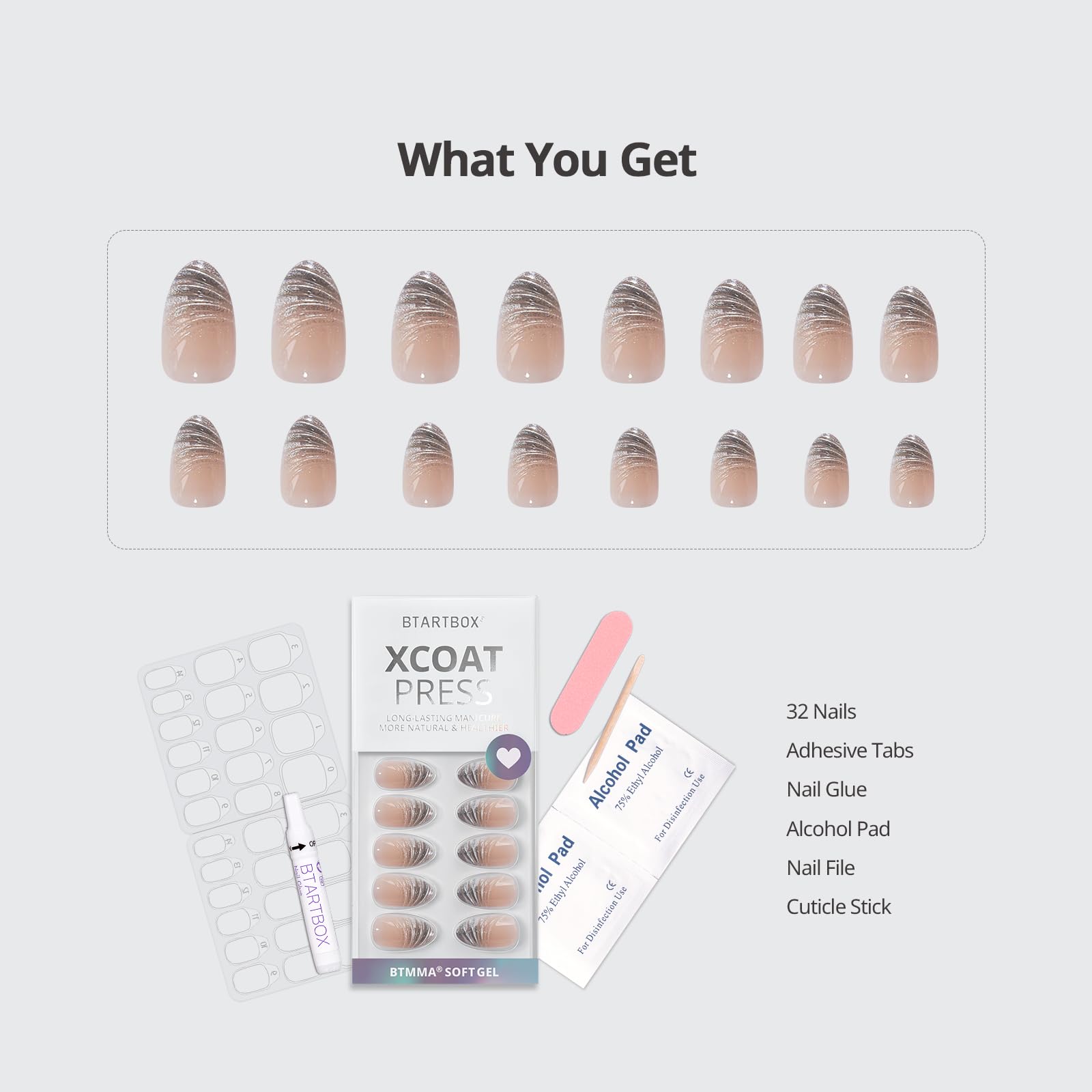 3D Droplet Adhesive Silver Press On Nails, Suitable For Fashionable And High-end Girls And Women To Wear On A Daily Basis