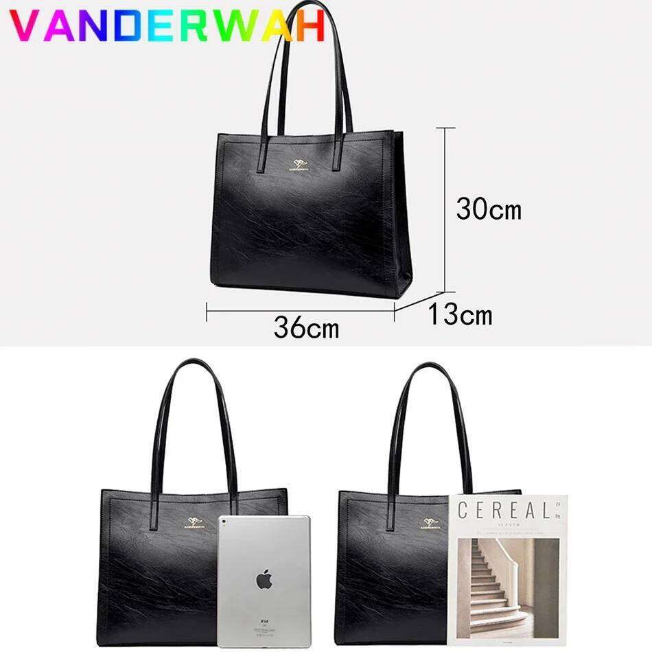 Vintage Large Capatity Tote Shoulder Fashion Top-Handle High Quality Pu Leather Bags Casual Letter Design Handbag