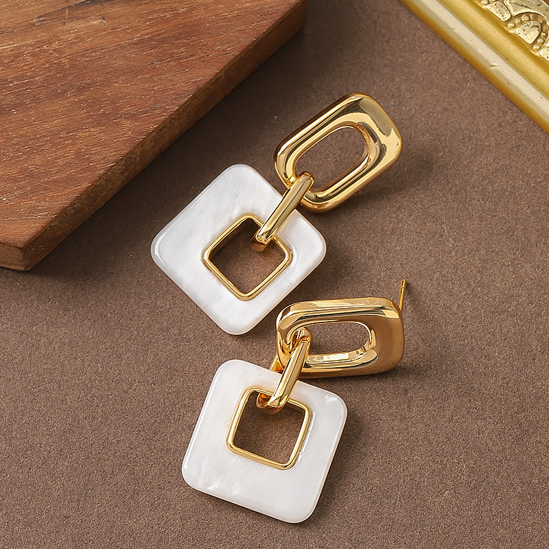 Geometric Cut Out Square Drop Earrings for Women Fashionable Hollow Design Dangle Earrings