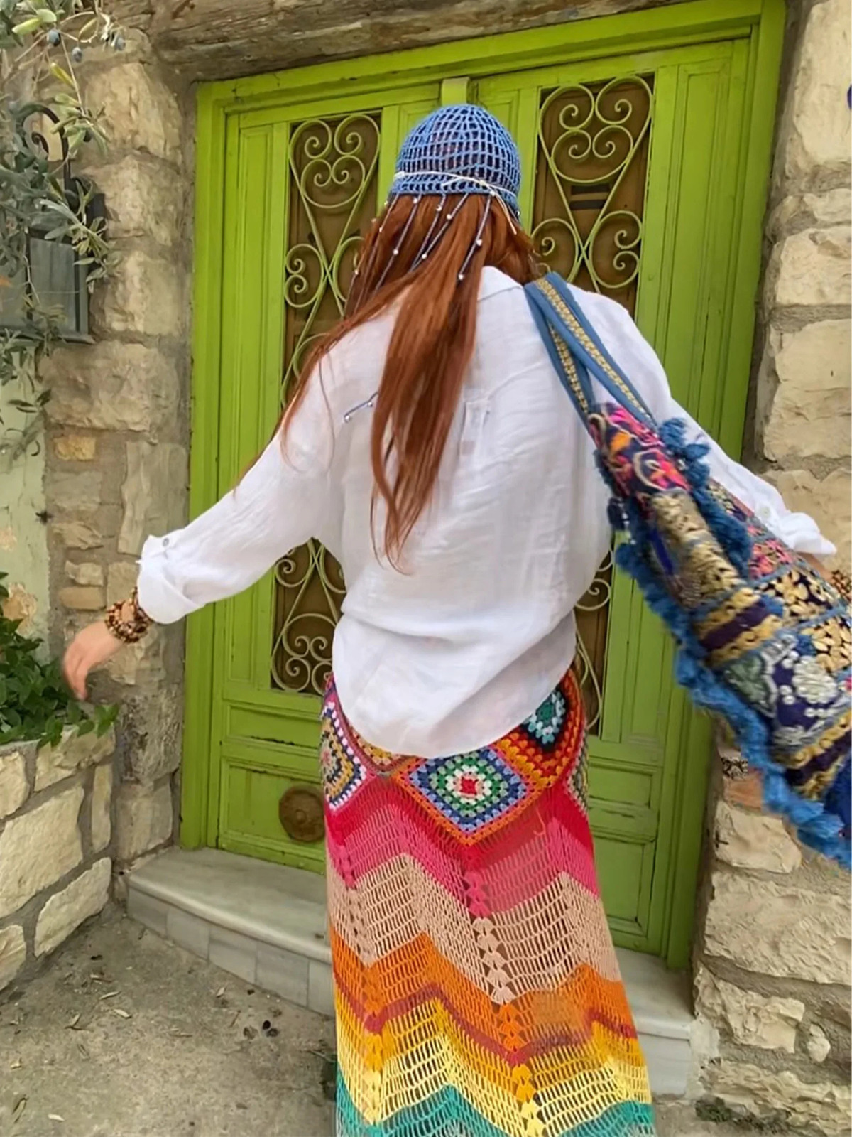 Boho Knit Cut Out Beach Half Skirt iously Handknit Crochet Long Skirts 2025 Womens Autumn Vacation Party Chic Dresses C103 250829