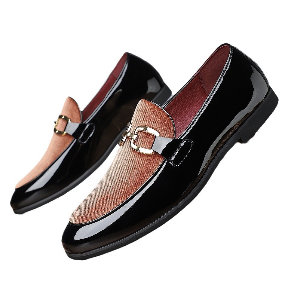 Mens Casual Leather Shoes Mens Fashion Patchwork Party Wedding Loafers Moccasins Men Slip-on Light Comfortable Driving Flats 240314