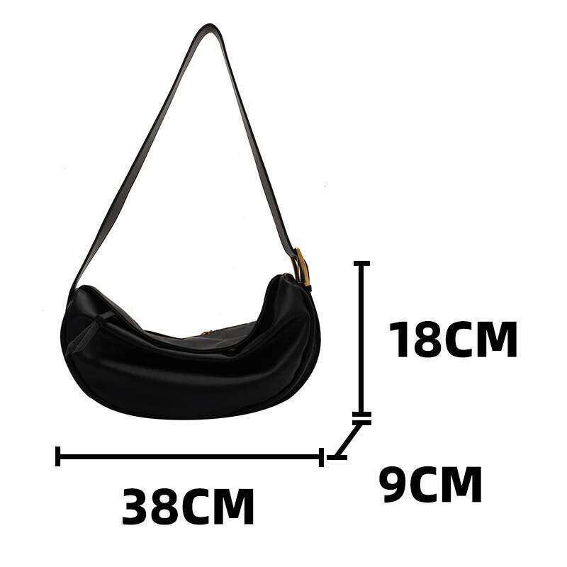 Women's Black Banana Shoulder Bag Soft Quality Pu Leather Medium Armpit Crossbody Bags For Female Ladies Retro Commuter Handbag