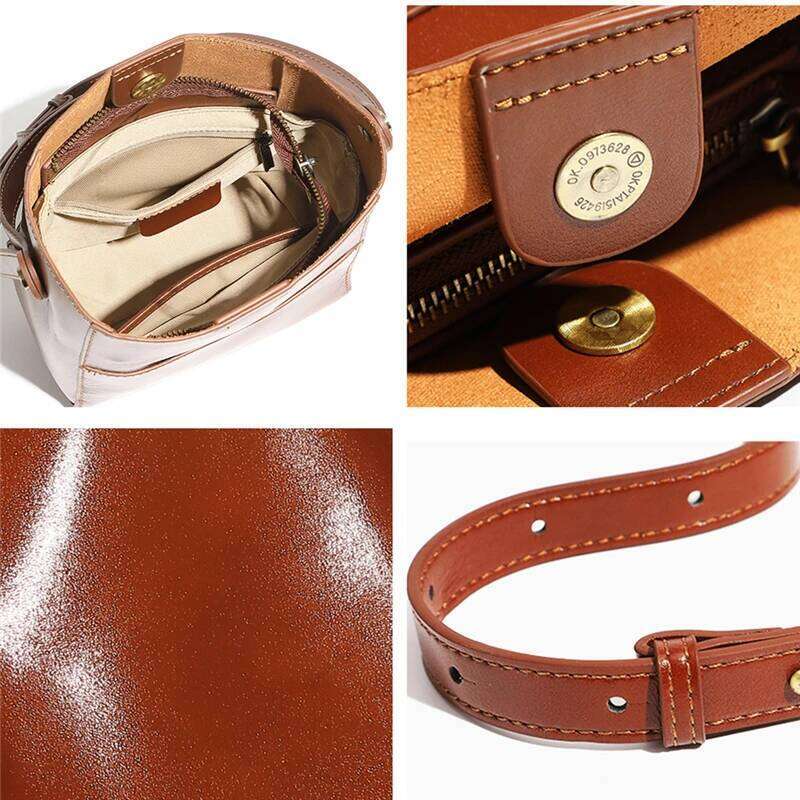 Hifashion Vintage Bucket Genuine Leather Handbags For Women 2025 Trend Designer Simple Tote Work Ladies Shoulder Crossbody Bags