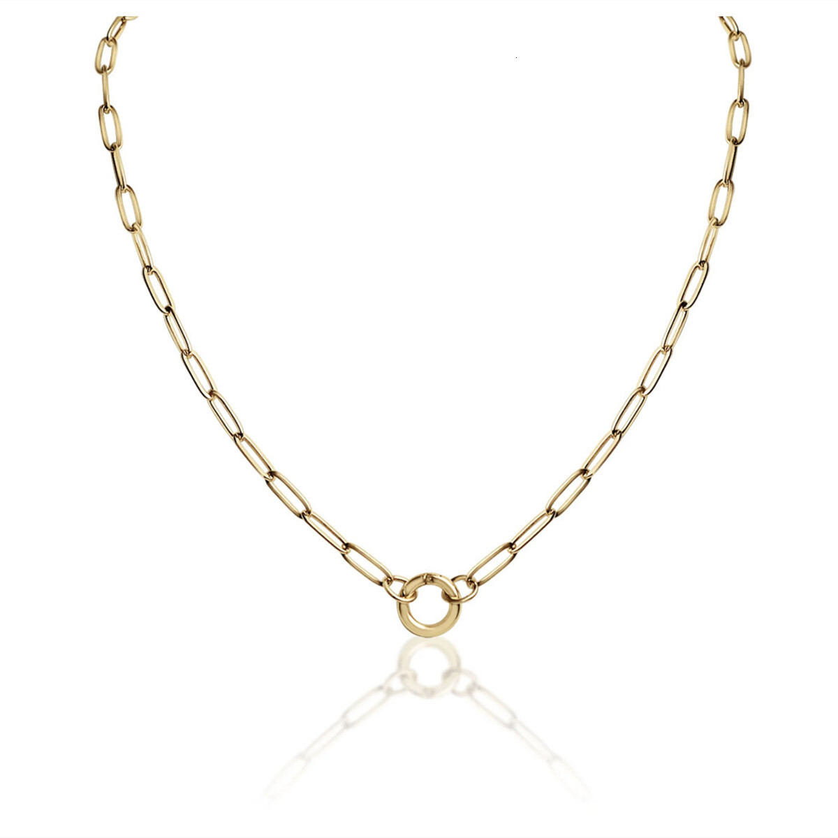 Stainless Steel Paperclip Circle Clavicle Chain DIY Pendant Necklace Personality Simple Unisex - view 8