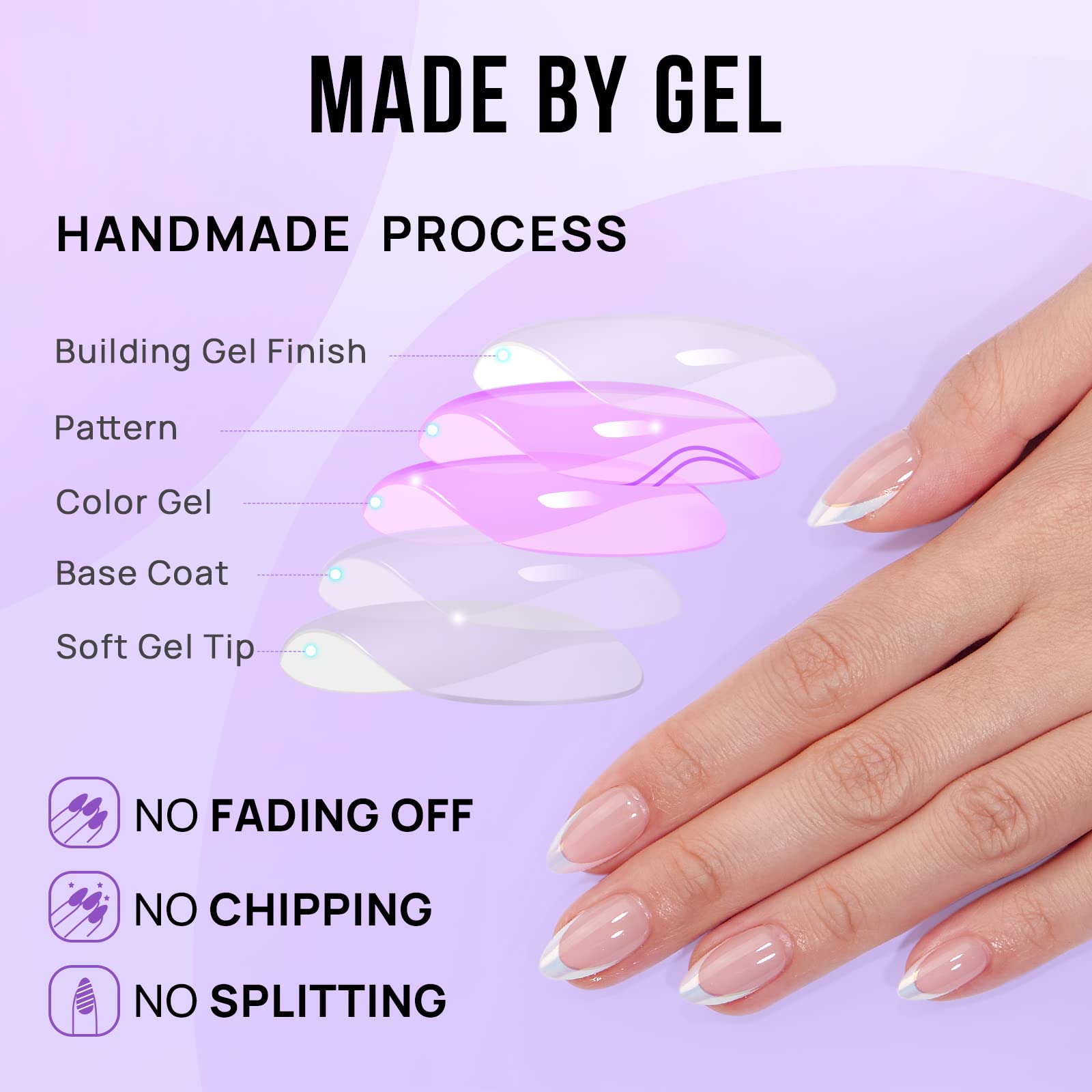 White French Edged Almond Shaped Press On Nails, Gentle And Elegant, A Must-have Gift For Girls And Women During Holidays