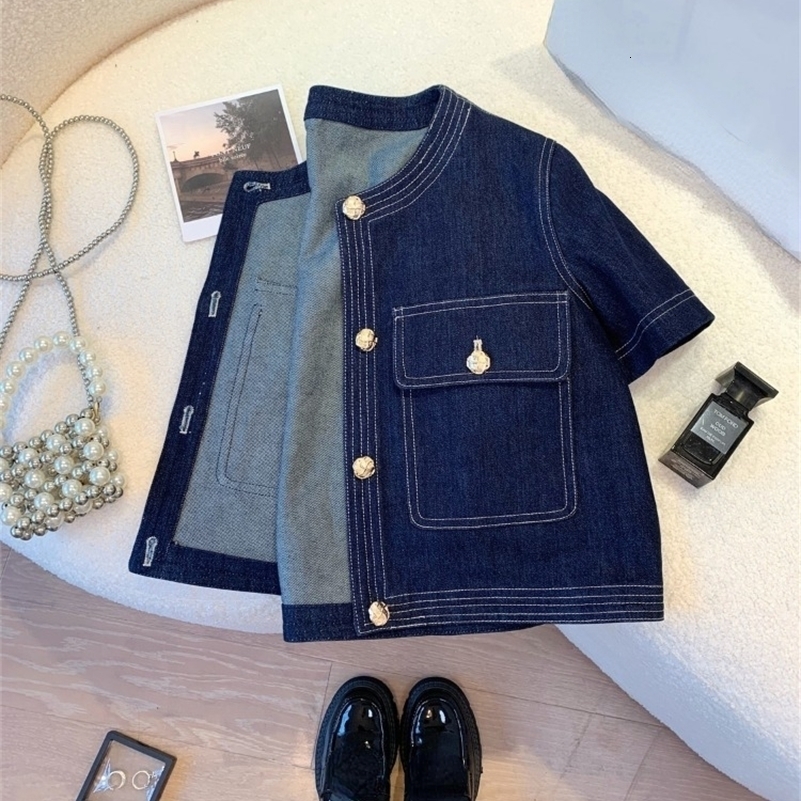 Streetwear Denim Jackets for Women Short Sleeve Summer Jean Jacket Outwear 2025 Ropa Mujer Fashion Vintage Coat Cropped Tops 250828