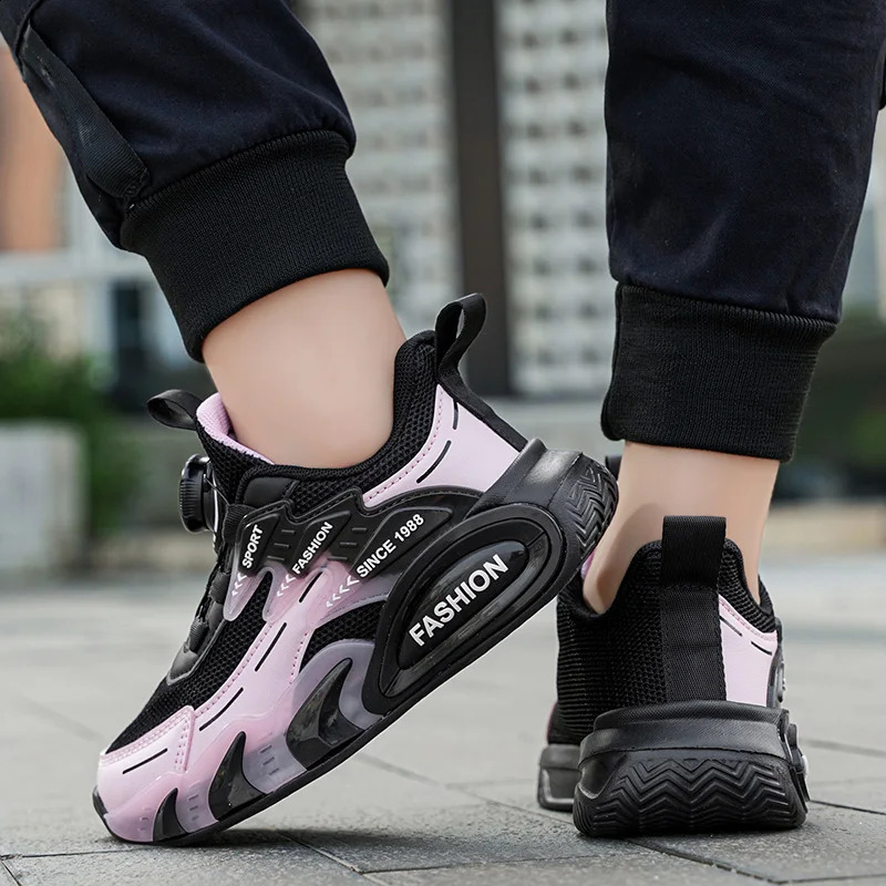 Fashion Kids Sports Breathable Mesh Boys Girls Sneakers Rotary Buckle Children Casual Walking sports Outdoor Running Shoes C260130