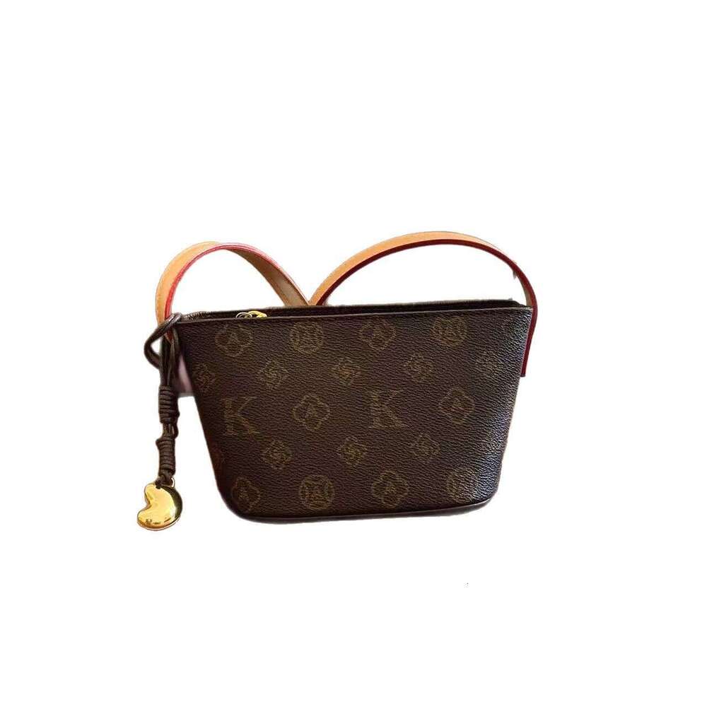 DHEssentials Qifang 2025 Vintage Print Phone Bag for Women, Small Straw Detail Crossbody Bag with Shell Shape, Nylon Lining Mini Shoulder Bag