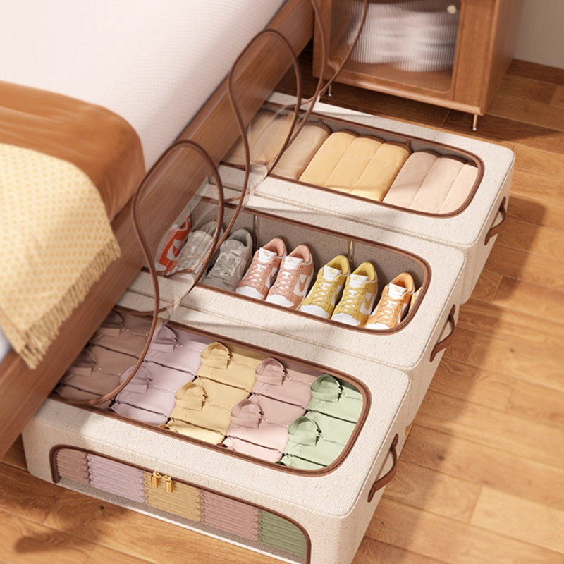 Tianshan Cotton and Hemp Shoe Box Storage Box Transparent Non Space Occupying Drawer style Folding Bed Bottom Baby Shoe Storage Artifact
