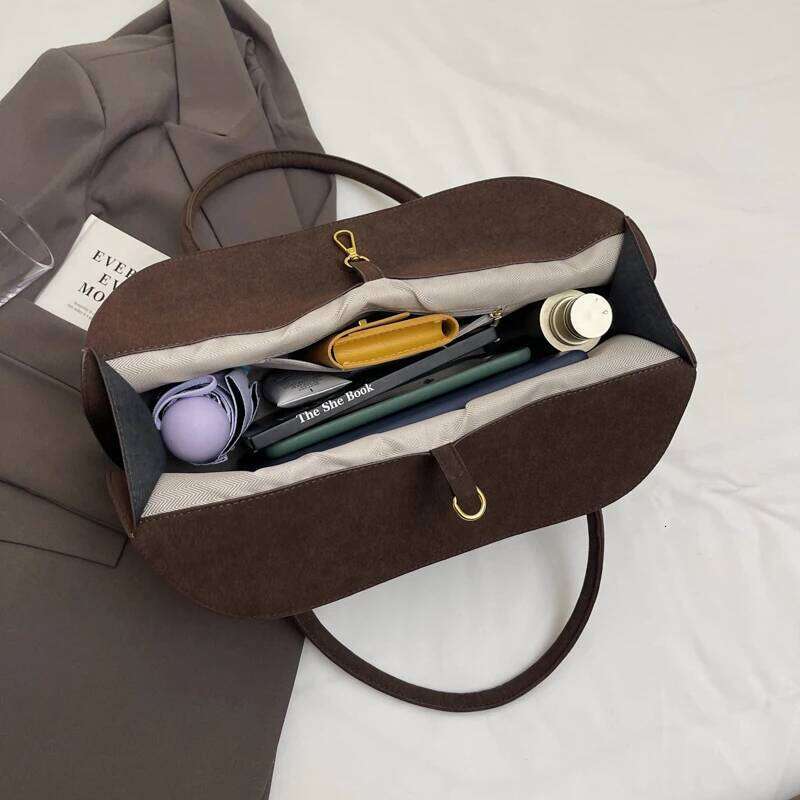 Business Briefcase Style Shoulder Bags For Women Soft Faux Suede Big Capacity Shopper Totes 2025 Latest Designer Handbags