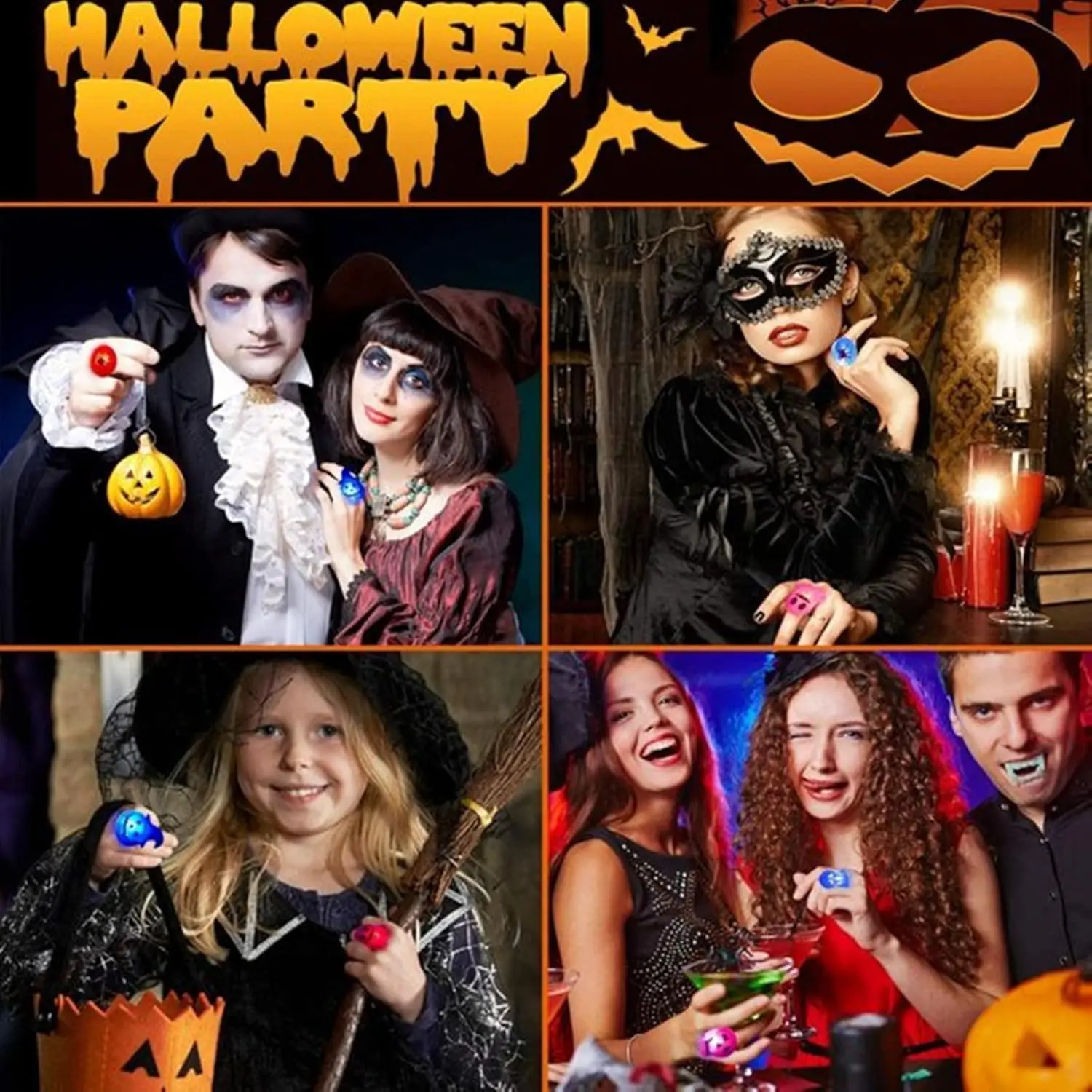 20/50pc Halloween LED Light Up Rings Toys Horror Pumpkin Ghost Spider Glow Finger Rings for s Trick Party Supplies Party Gift 250828
