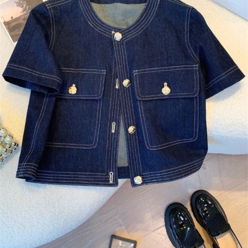 Streetwear Denim Jackets for Women Short Sleeve Summer Jean Jacket Outwear 2025 Ropa Mujer Fashion Vintage Coat Cropped Tops 250828
