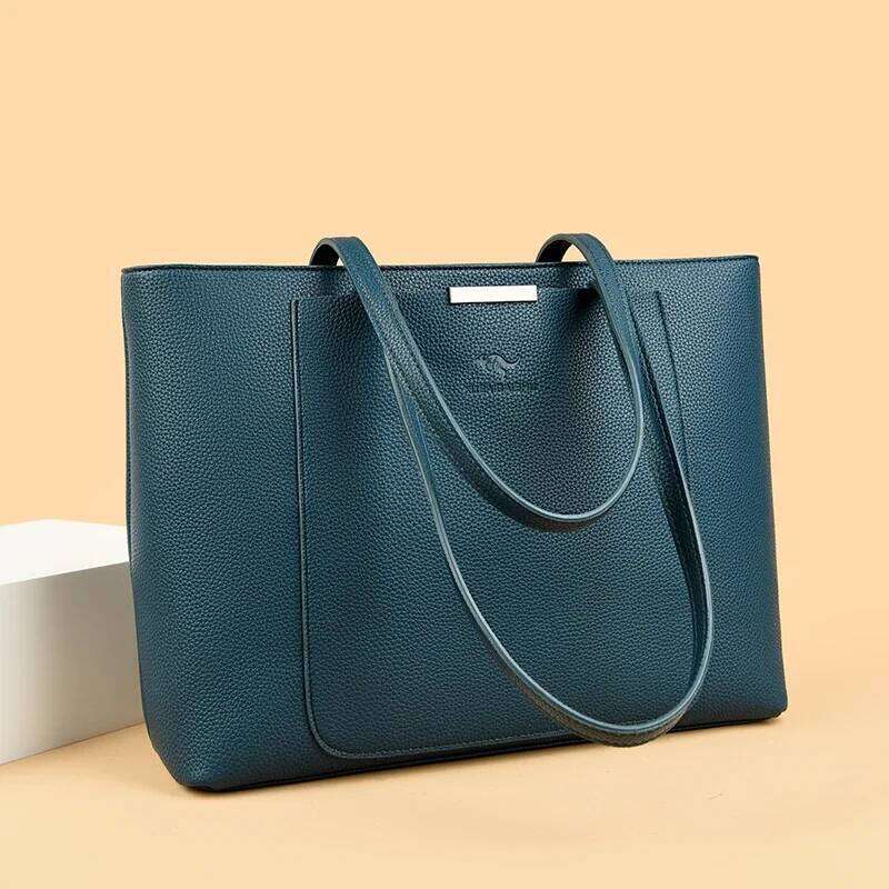 Solid Color Handbag Designer High Quality Leather Shoulder Bags For Women 2024 High Capacity Shopping Tote Bag
