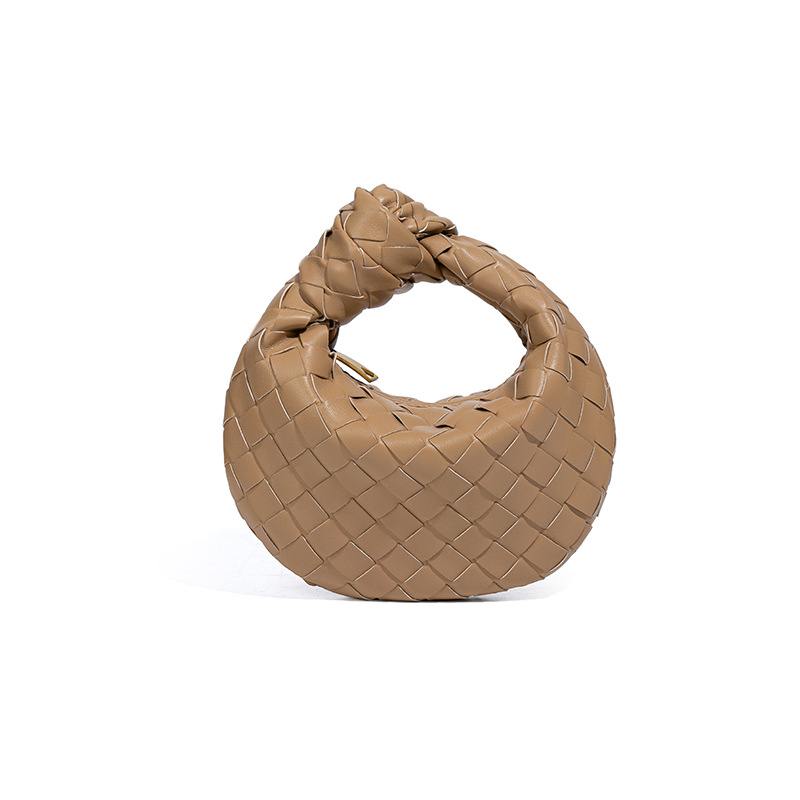 Summer new women's mini handbags woven croissant knotted dumpling convenient lipstick bags