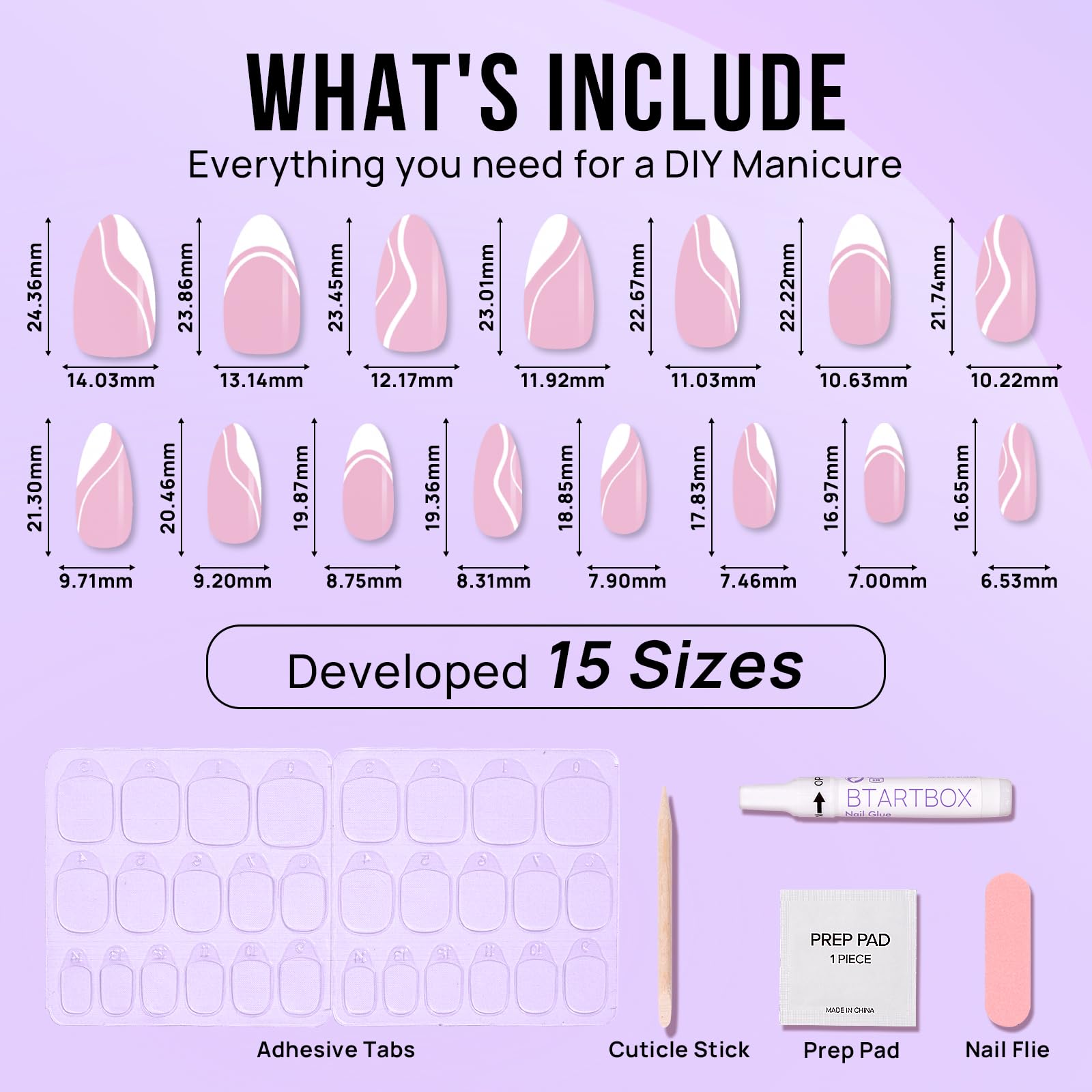 24pcs Paired With White French Border And White Thread Press On Nails, Gentle And Elegant, Suitable For Girls And Women To Wear Daily