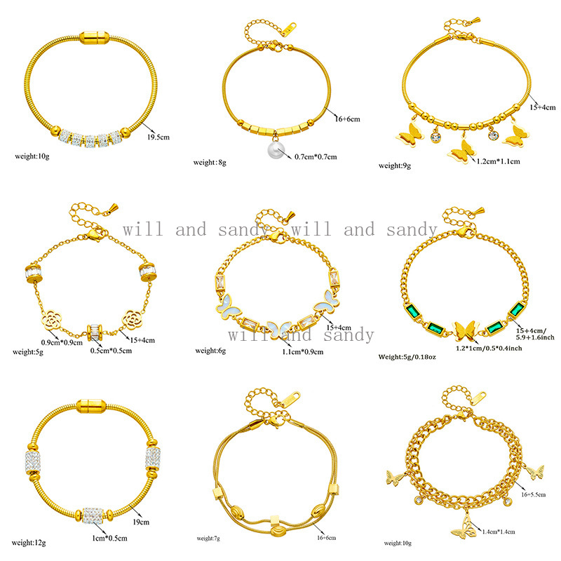 18k Butterfly Charm Bracelet Snake Chain Designer Cable Wire Crystal Cubic Zircon Diamond Woman Gold Bracelets Bangle Wrap CZ Fine Jewelry Gift