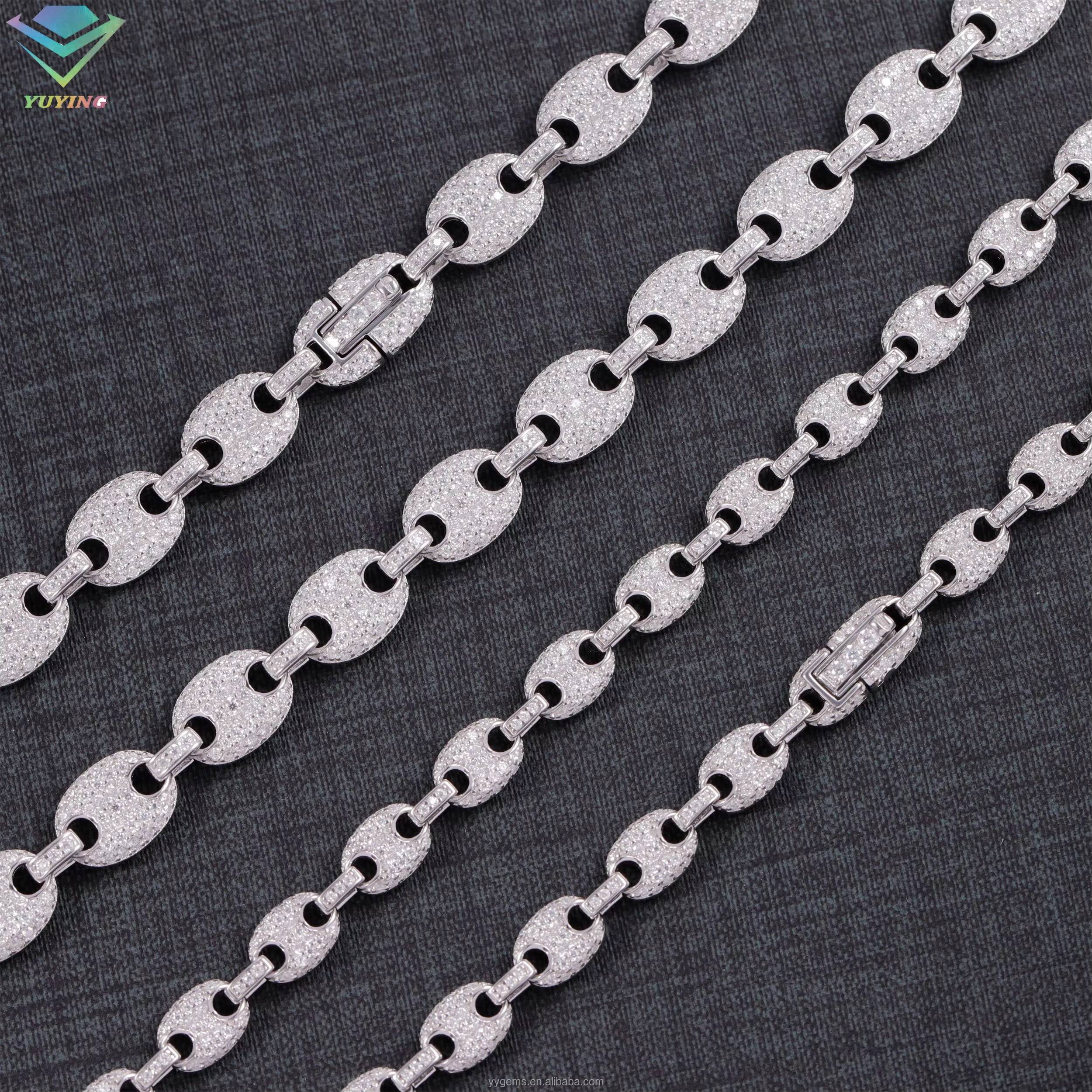 Fashion Mossanite Cuban Chain Fine Jewelry 6mm 8mm Wide S925 Silver Diamond Necklace VVS Moissanite Hiphop Cuban Link Chain