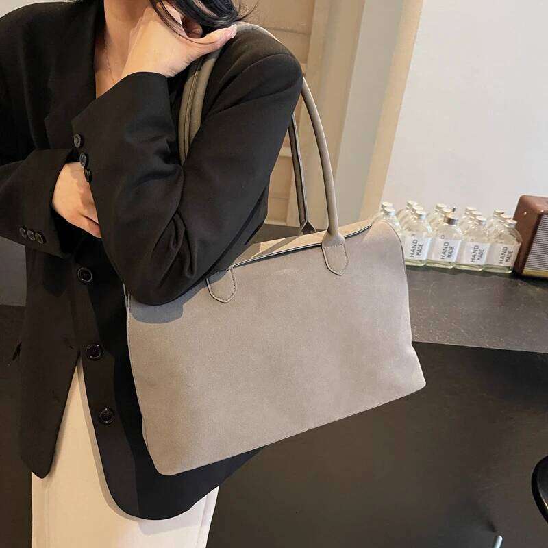 Business Briefcase Style Shoulder Bags For Women Soft Faux Suede Big Capacity Shopper Totes 2025 Latest Designer Handbags