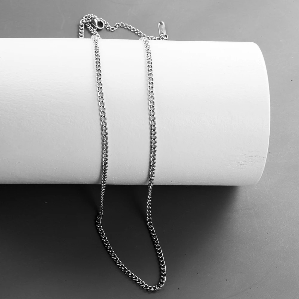Stainless Steel Gold color Chain Necklace for men Long Chain Choker Men Collar Neck Lace Diy Pendant Silver Color Cord Lobster 250829