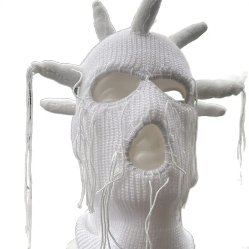 Devil Horn Halloween Knitted Hat Beanies Warm Full Face Cover Ski Mask Hat Windproof Balaclava Hat for Men Womens 250820