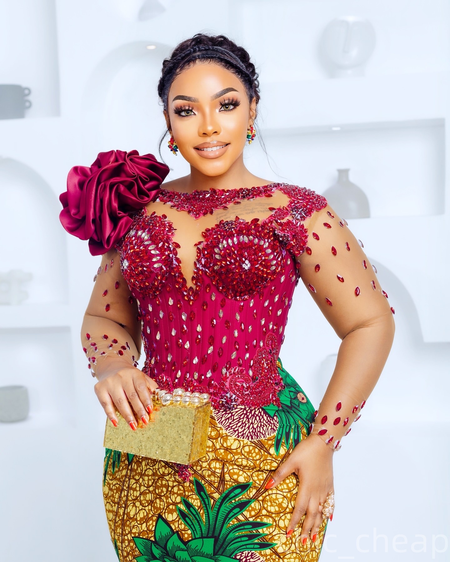 Aso Ebi Burgundy Mermaid Prom Dress 2025 Printed Crystals Evening Formal Party Birthday Dresses Robe De Sorrie Reception Gowns For Special Occasions