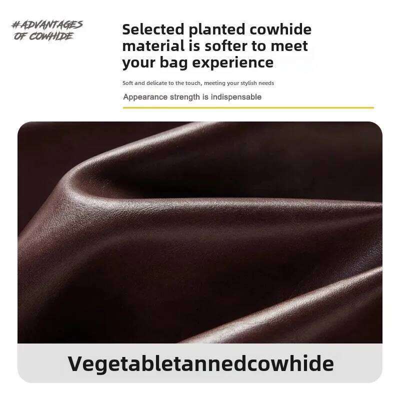 Vintage High-End Feel Cow Leather Women's Shoulder Bag New Large Capacity Commuter Handbag Neutral Simple Style Zipper Ope